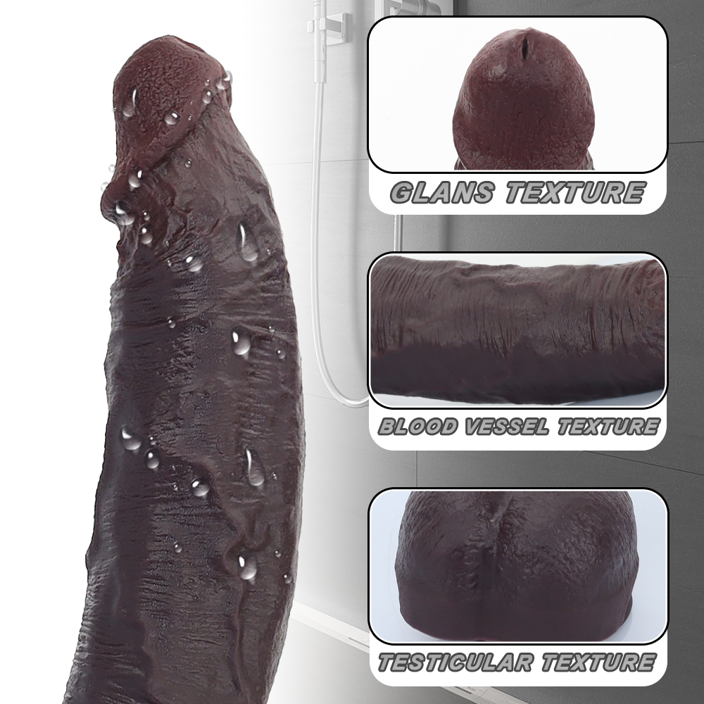 Dietrich: 11.4" x 2.3" Soft Big Black Dildo Dual-Density
