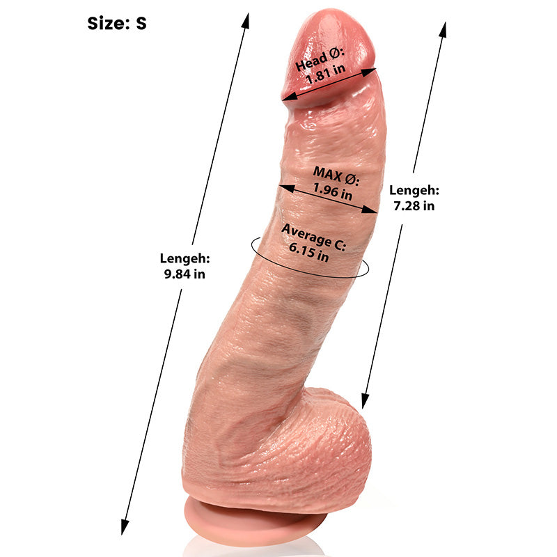 John: 11.6" x 2.4" Realistic Soft Flesh-Like Dildo, Curved for G-Spot Stimulation
