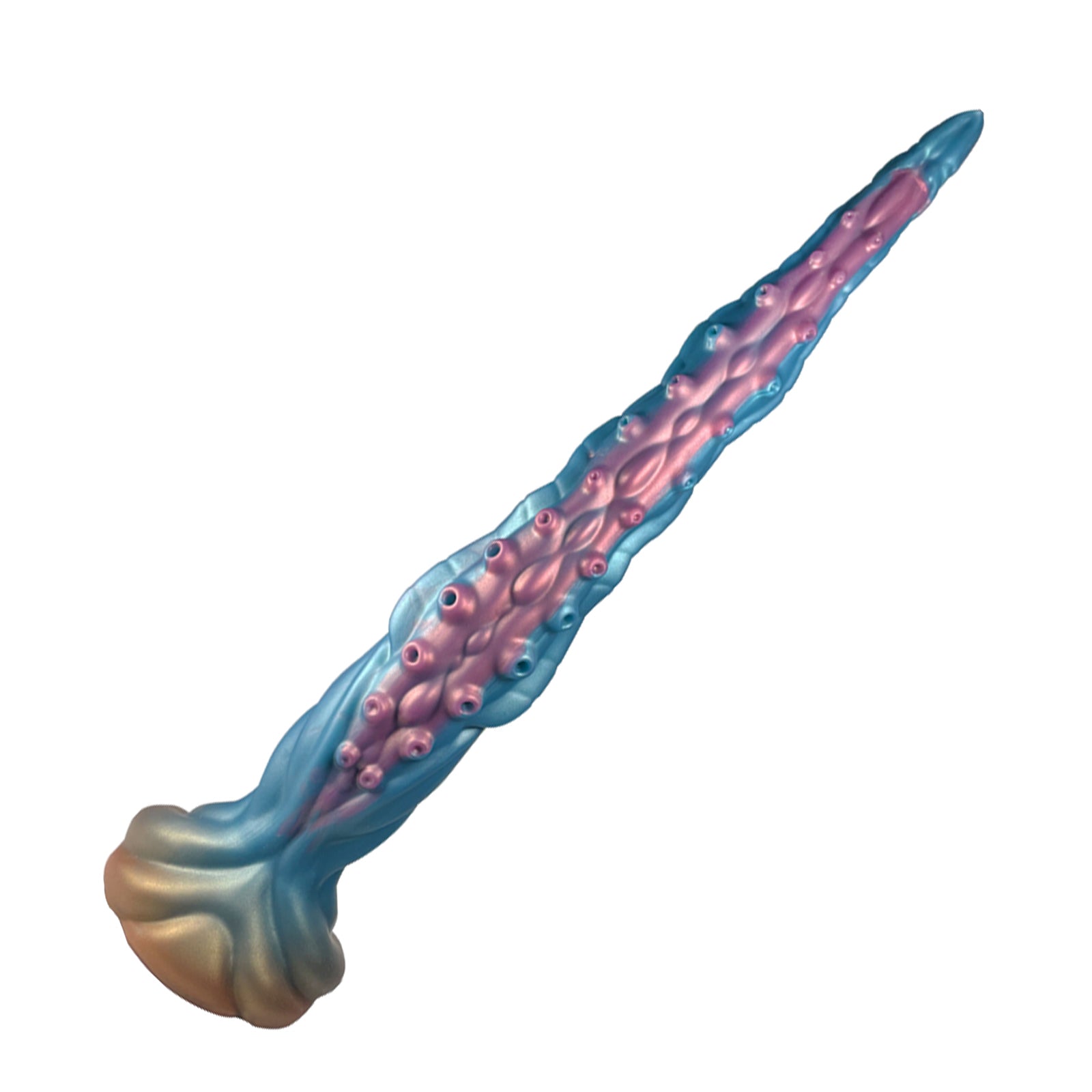 19.68 Inch Lovecraftian Blue Gold Octopus Dildo Tentacle Veins Suction Base