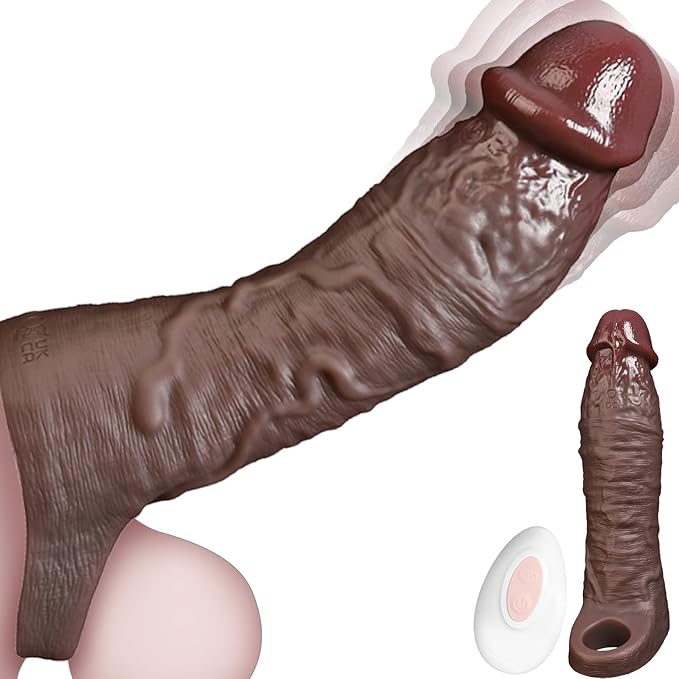 8.5" Black Vibrating Huge Cock Sleeve