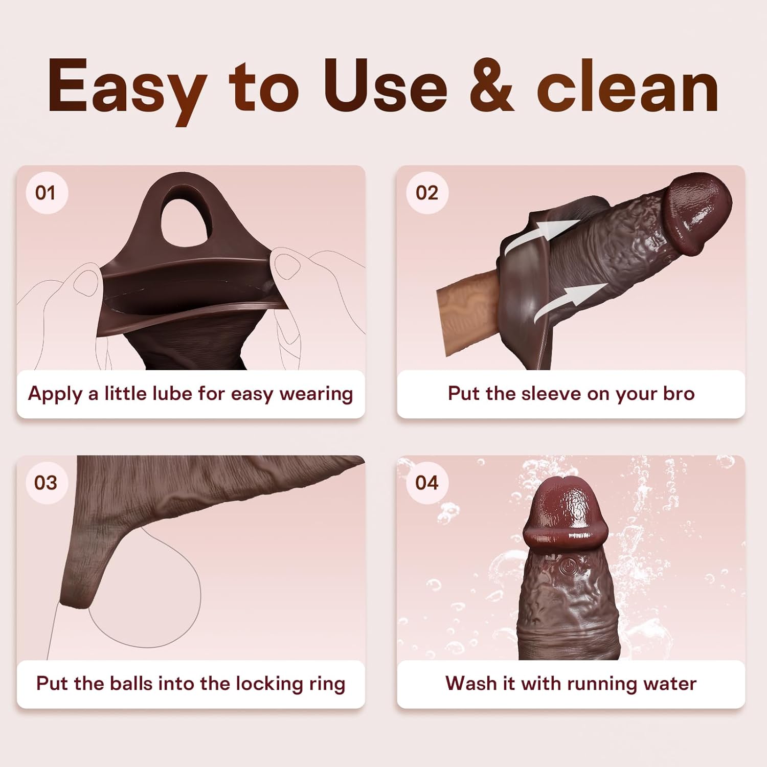 8.5" Black Vibrating Huge Cock Sleeve