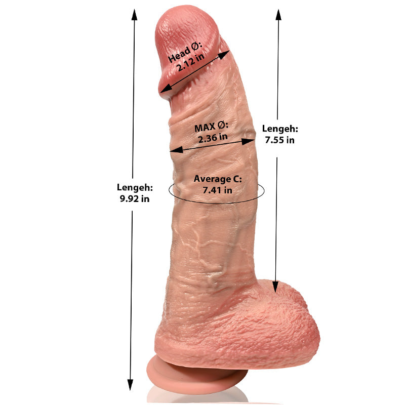 Andrew: 10" x 2.4" Large Thick Dildo with Wrinkled Realistic Skin