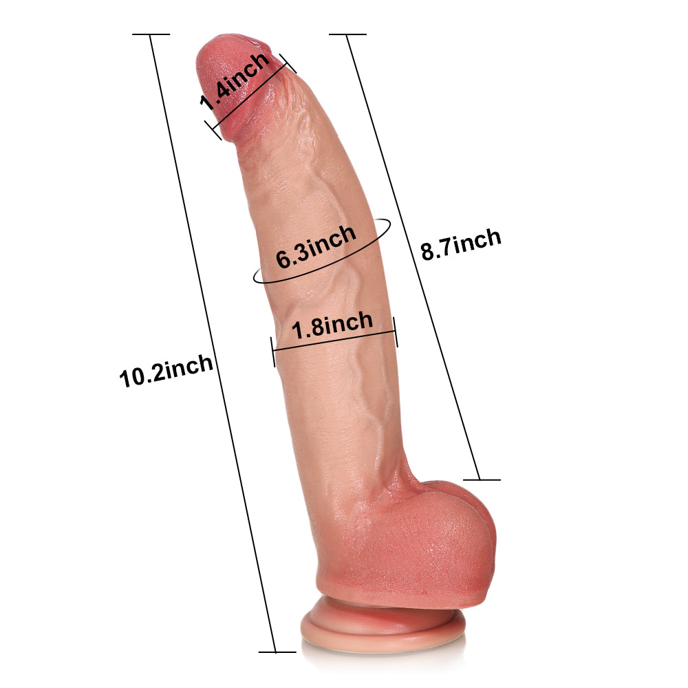 Dredd : 10.2" x 1,8" Lifelike Dildo Real Feeling Skin Huge Dildo