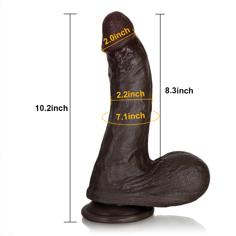 Duke: 9.1" x 2" Flesh Thick Realistic Black Dildo
