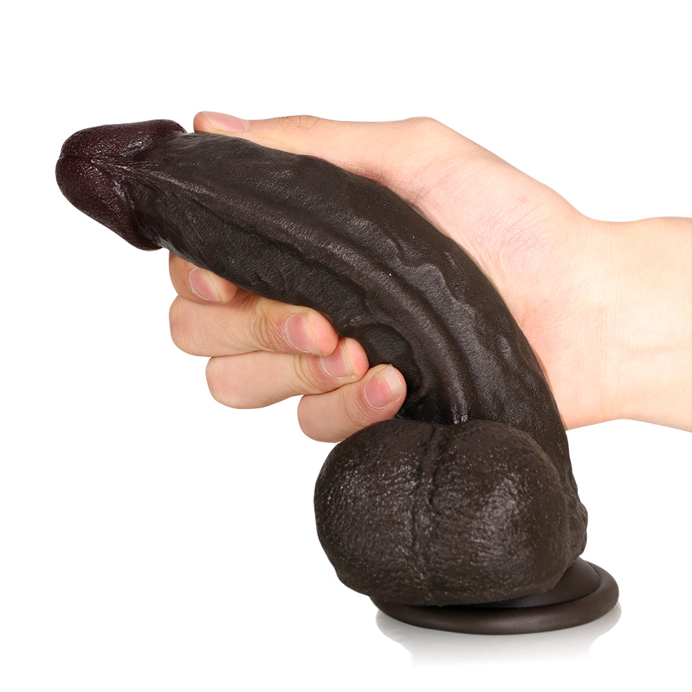 Duke: 9.1" x 2" Flesh Thick Realistic Black Dildo
