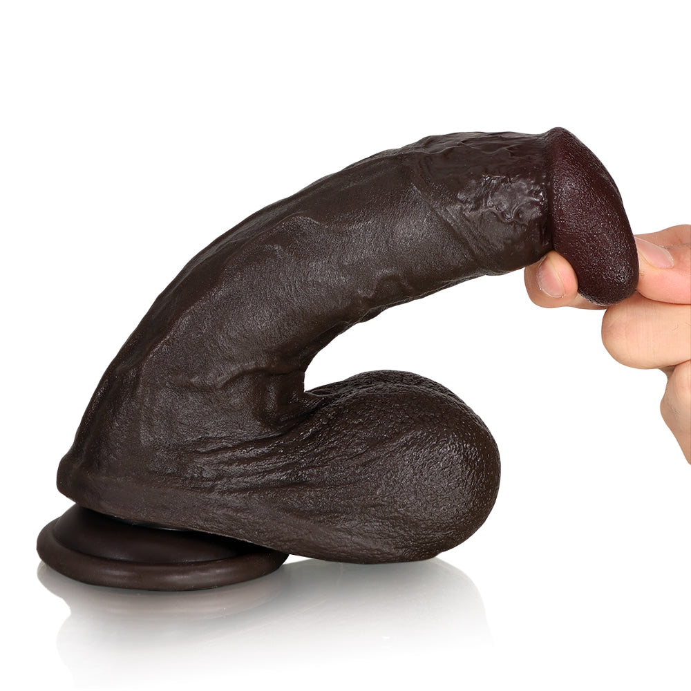 Duke: 9.1" x 2" Flesh Thick Realistic Black Dildo
