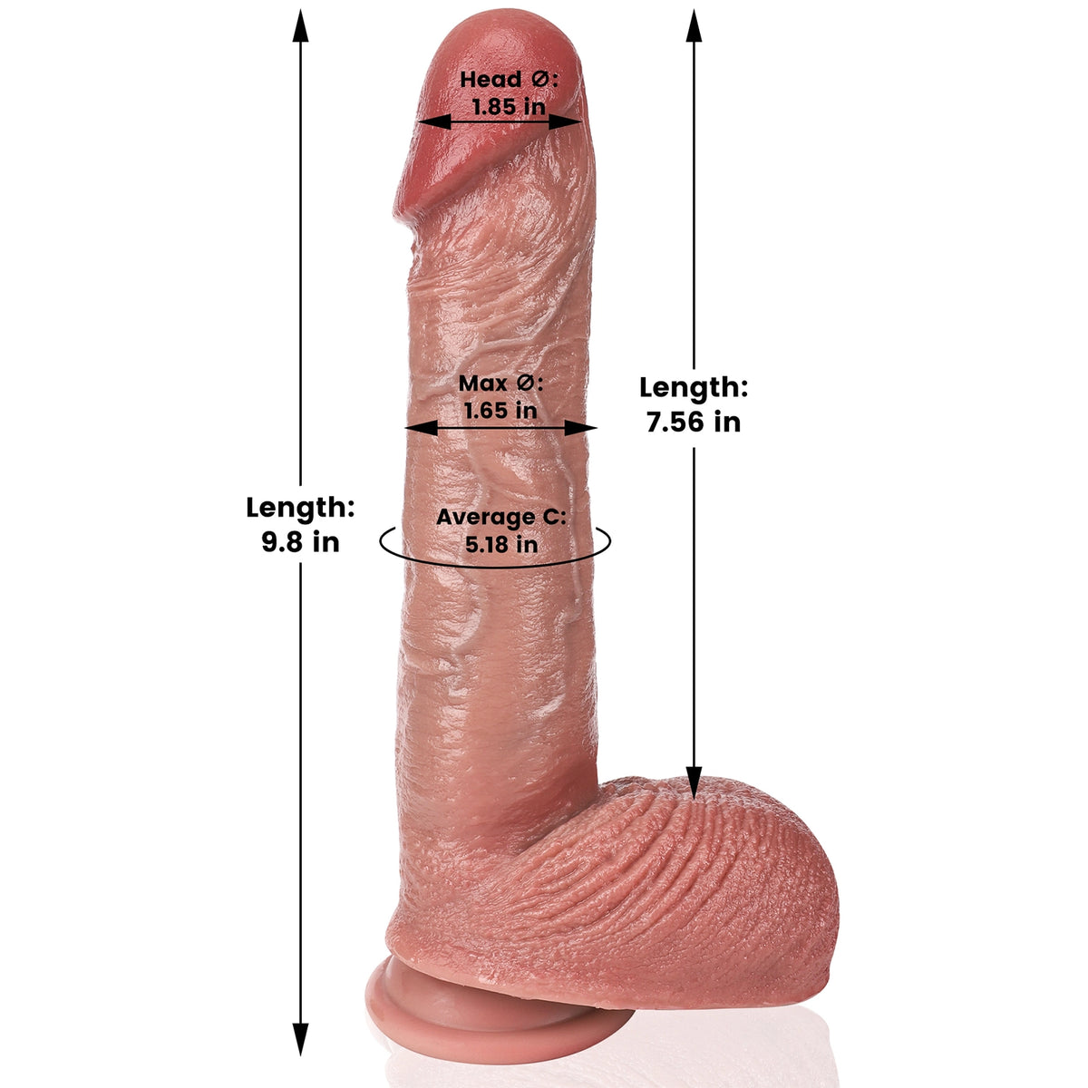 Ethan:9.8" x 1.6" Real Cock Sliding Skin Dildo With Keel