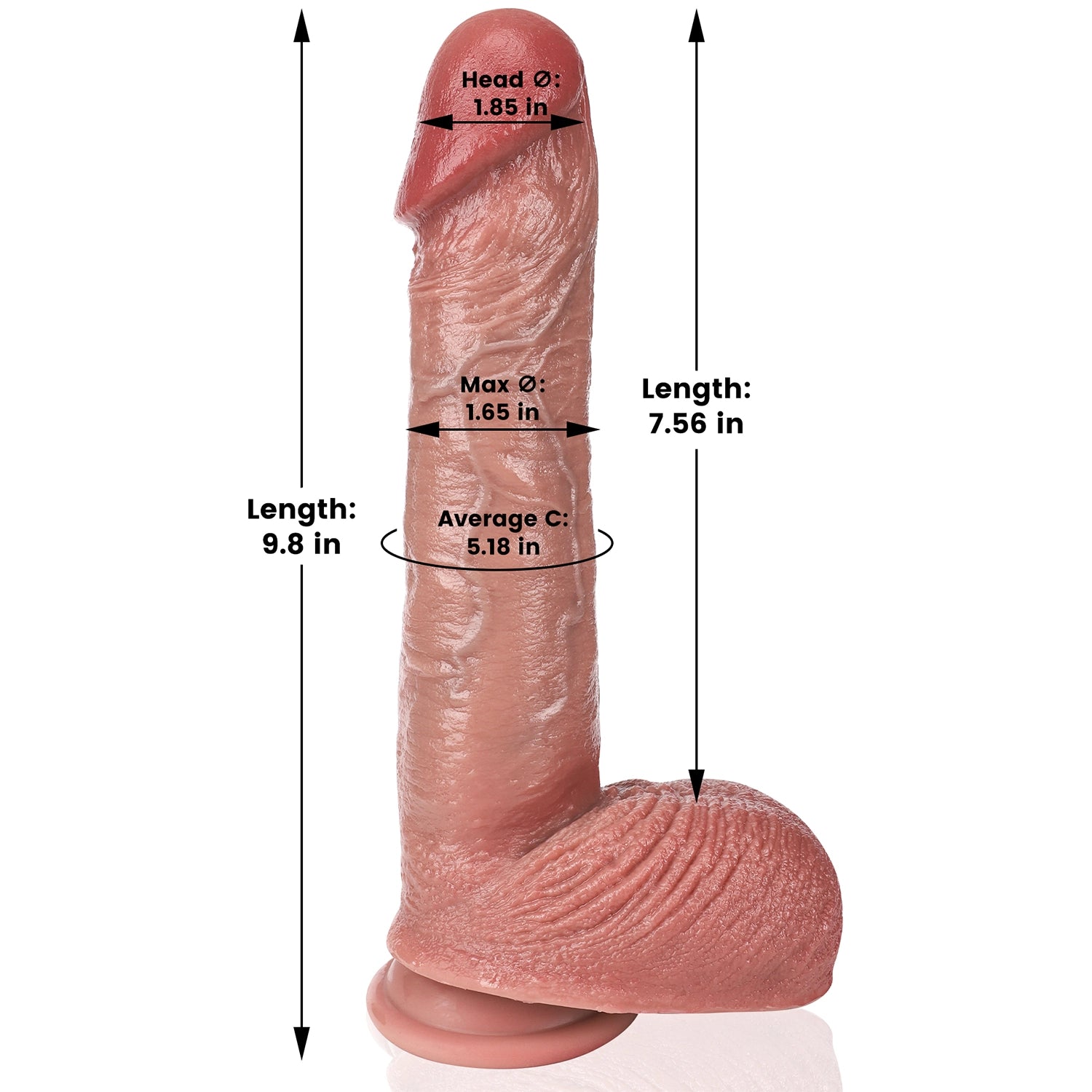 Ethan:9.8" x 1.6" Real Cock Sliding Skin Dildo With Keel