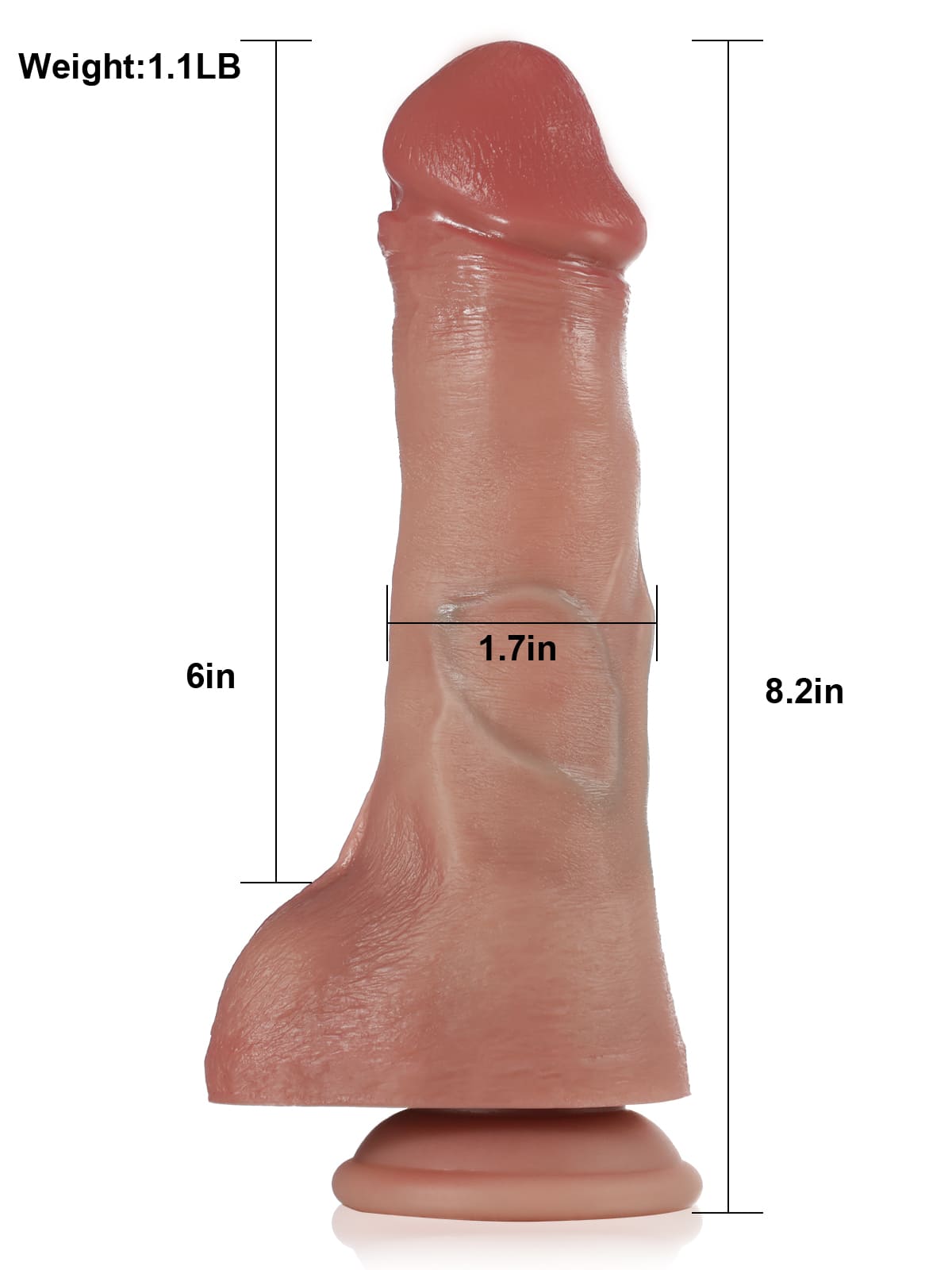 8.2" x 1.7" Thrusting Pulsating Vibrating Heating Dildo