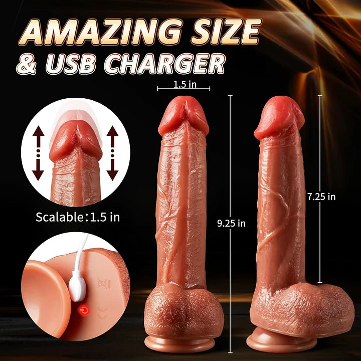 Jeremy: 9.25" x 1.5" Life Like Vibrating Thrusting Dildo