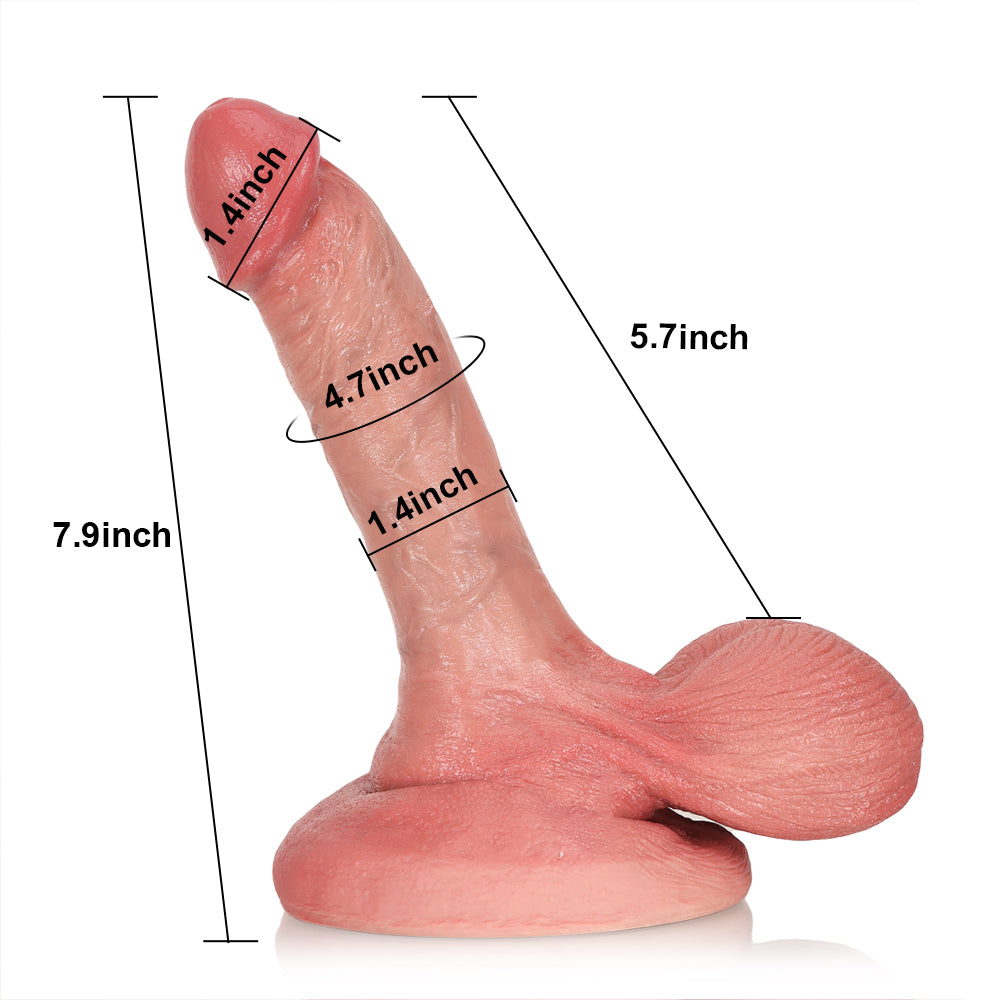 Joh: 7.9" x 1.4" Thick White Realistic Feeling Dildo With Big Balls