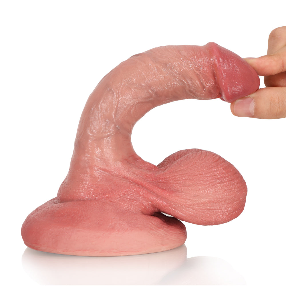 Joh: 7.9" x 1.4" Thick White Realistic Feeling Dildo With Big Balls
