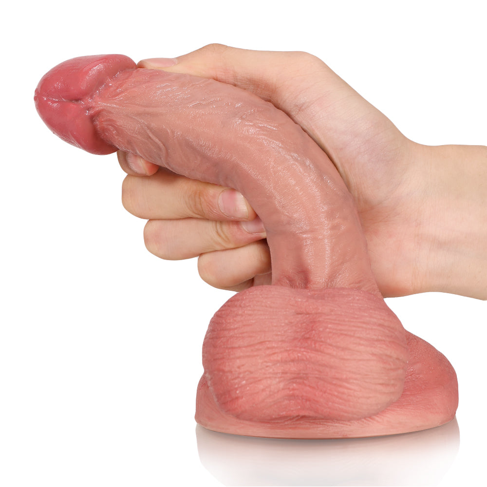 Joh: 7.9" x 1.4" Thick White Realistic Feeling Dildo With Big Balls