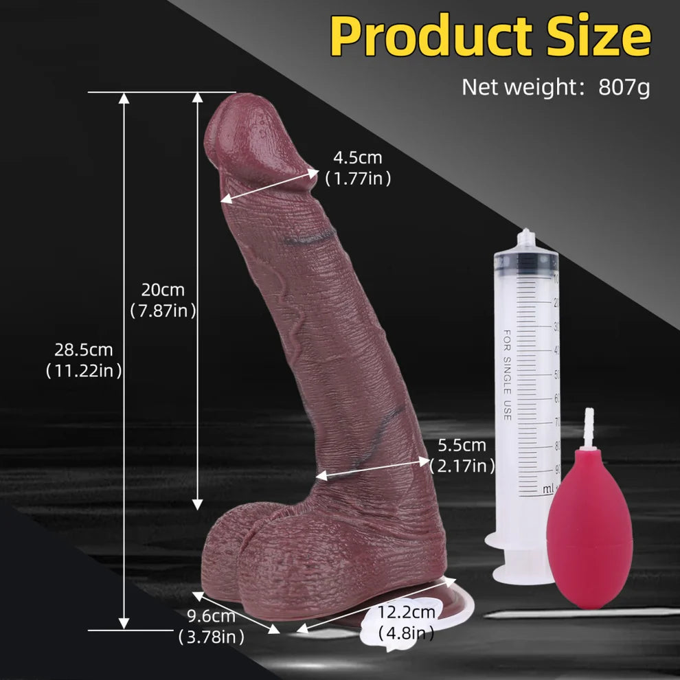 Marcus : 11.2" x 2.2" Realistic Black Squirting Dildo Anal Sex Toys