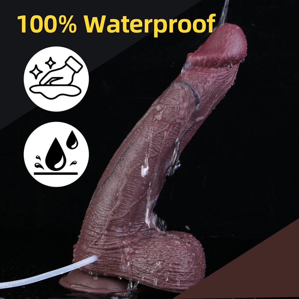 Marcus : 11.2" x 2.2" Realistic Black Squirting Dildo Anal Sex Toys