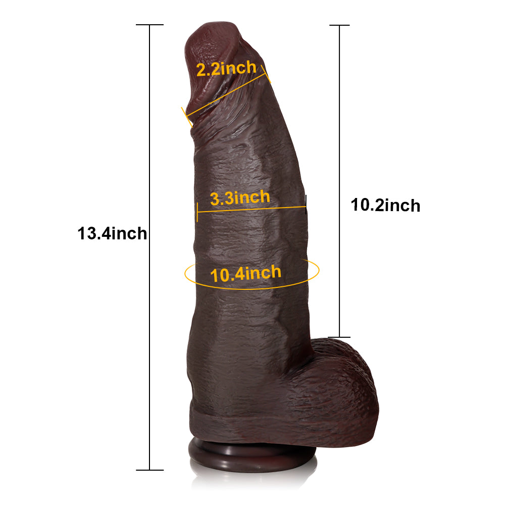 Ptor: 13.4" x 3.3" Huge Sliding Skin Black Dildo With Moving Balls & Suction Cup