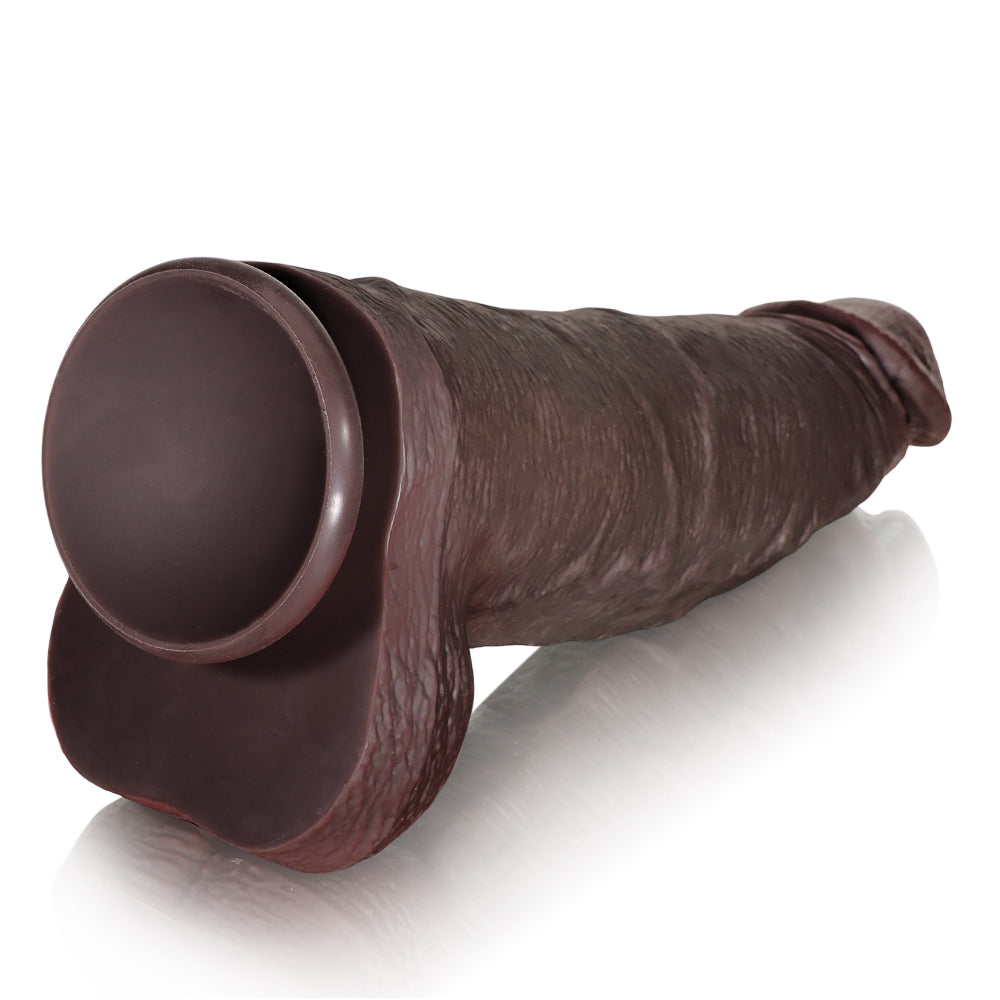 Ptor: 13.4" x 3.3" Huge Sliding Skin Black Dildo With Moving Balls & Suction Cup