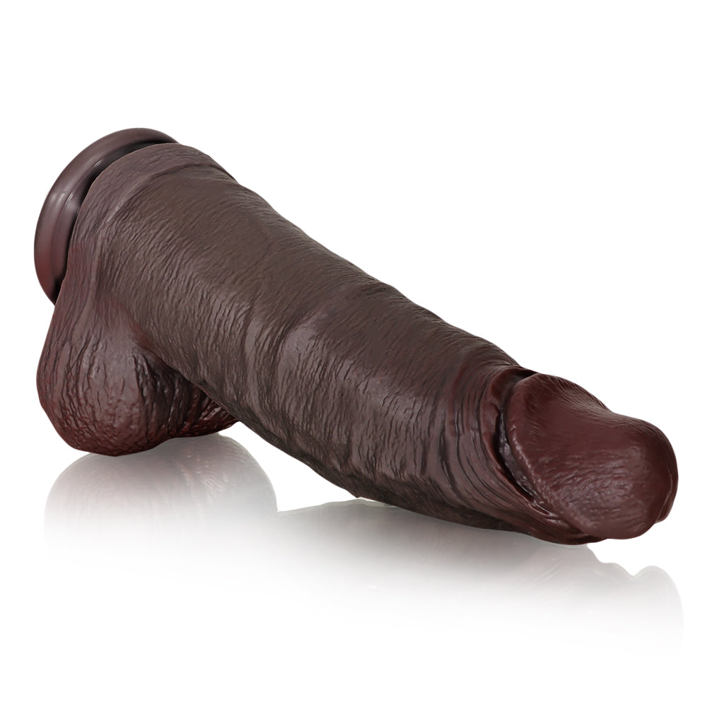 Ptor: 13.4" x 3.3" Huge Sliding Skin Black Dildo With Moving Balls & Suction Cup