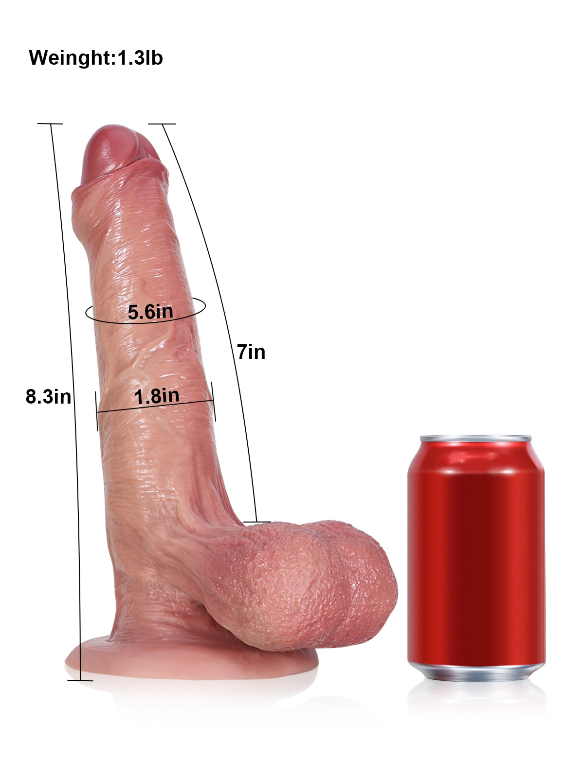 Elisabeth: 8.3" x 1.8" - Uncircumcised Realistic Dildo with Swinging Balls & Bendable Metal Core
