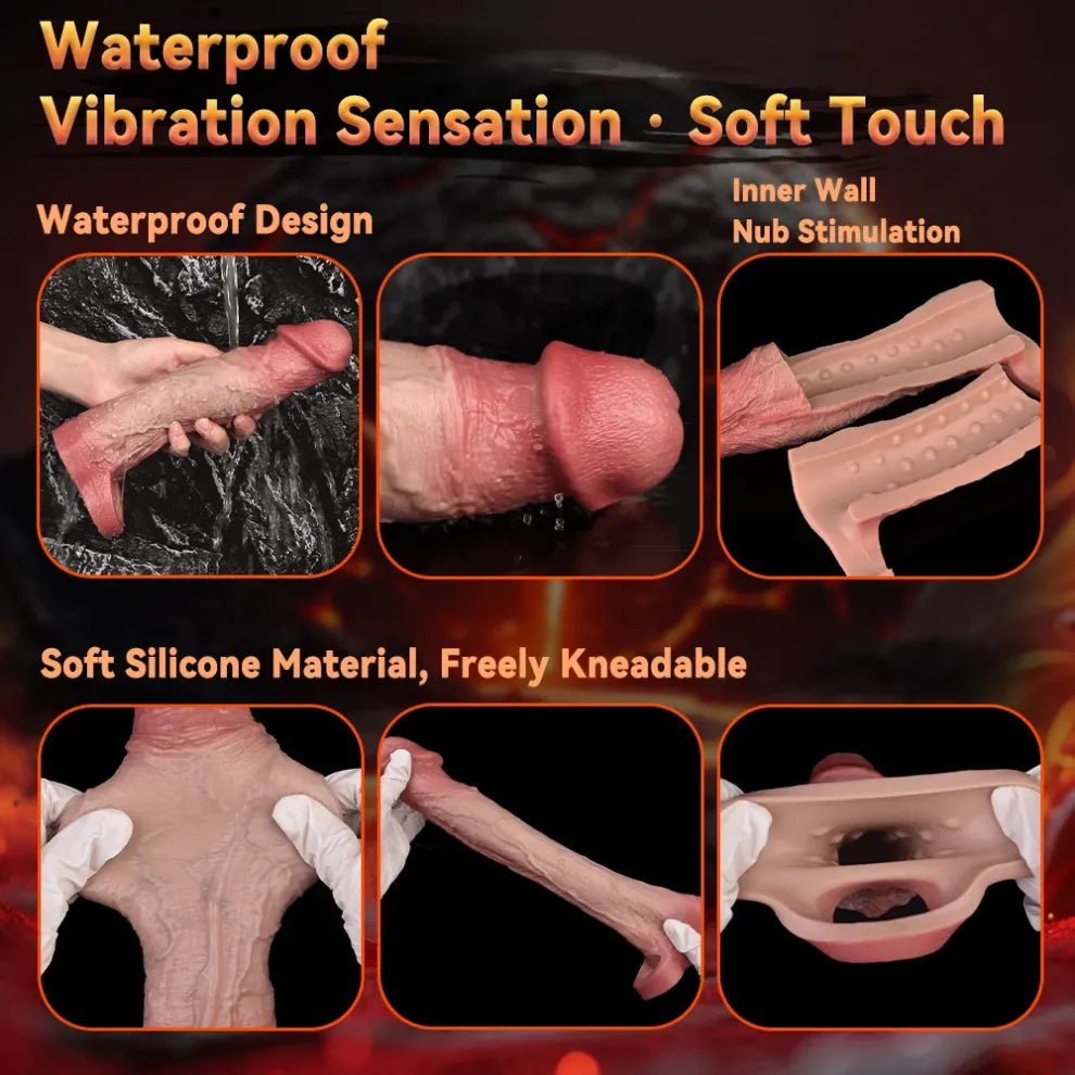 Realistic Life Like Vibrating Penis Sleeve