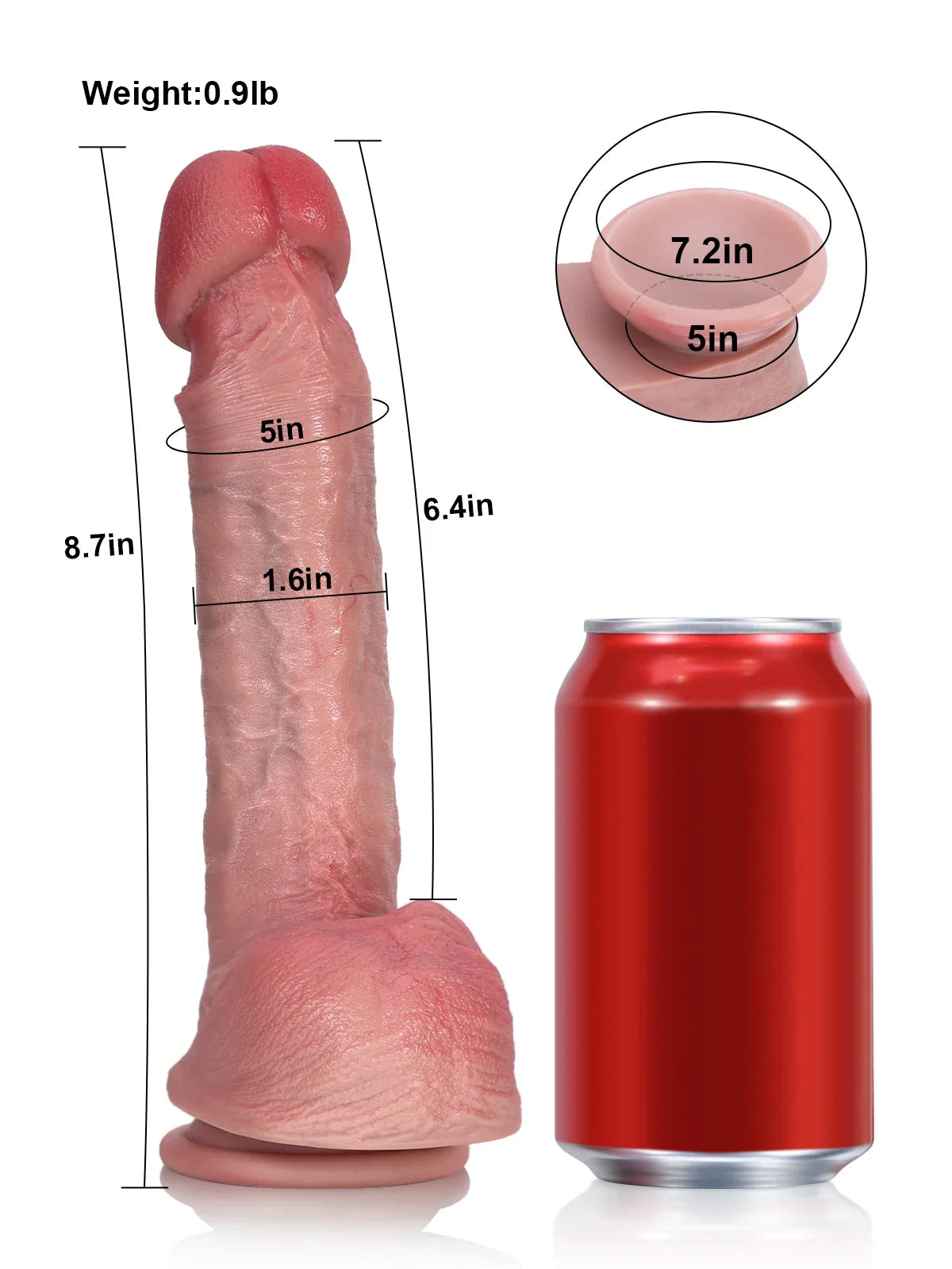 Robert: 8.7" x 1.6" Mushroom Head Realistic Dildo with Lifelike Skin and Veins
