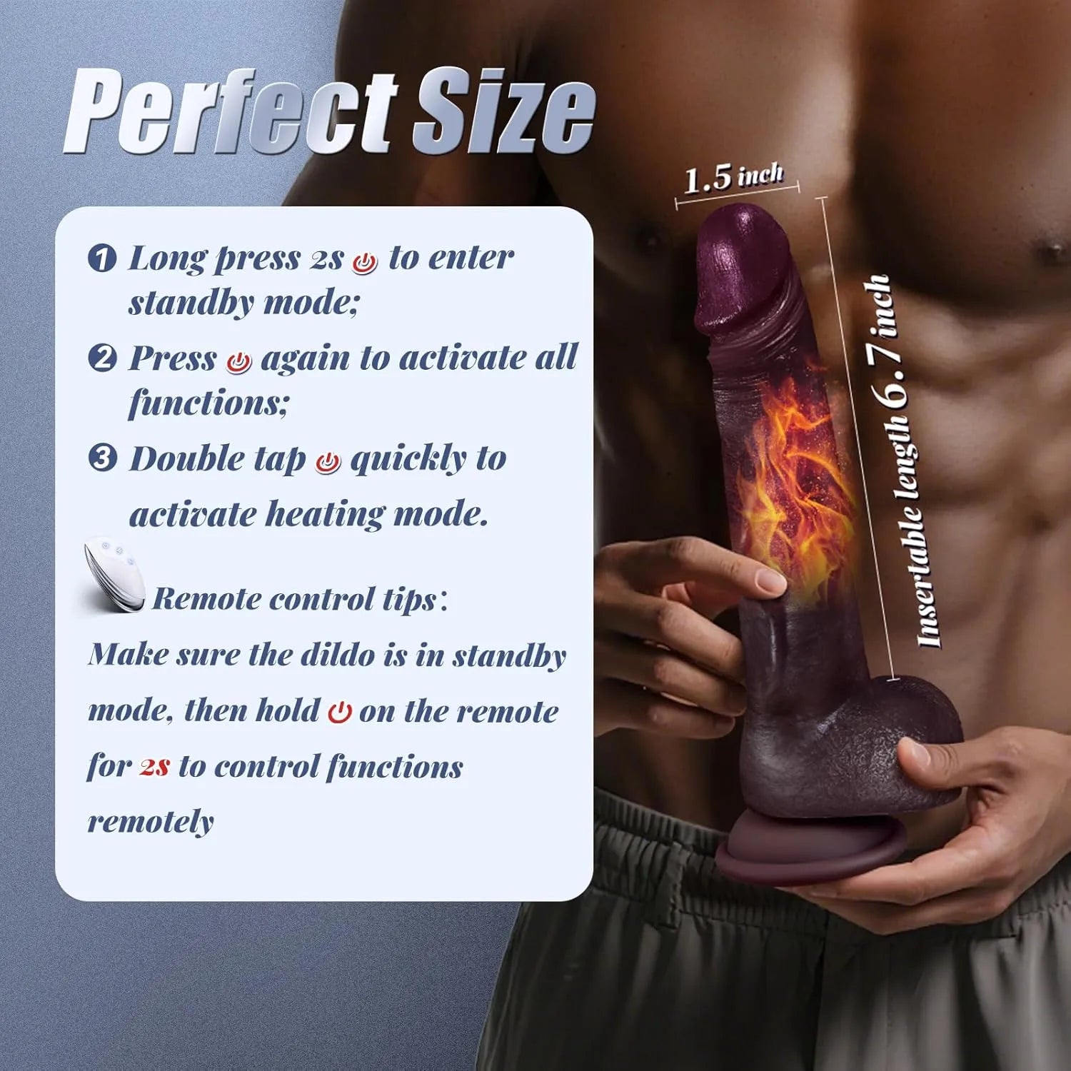 Rockwell:6.7" x 1.5"Realistic Thrusting Vibrating Black Dildo