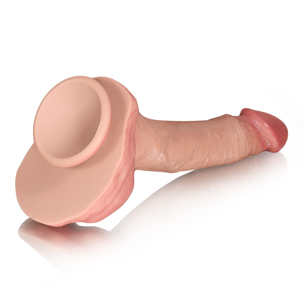 Seba: 8.7" x 1.3" Curved Ridged Textured Real Feel Dildo