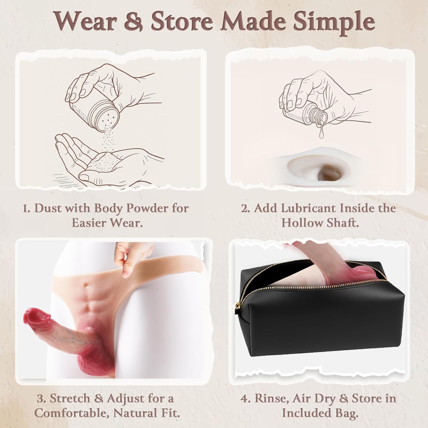 Strap On Dildo Harness Wearable Panties Penis Sleeve for Men