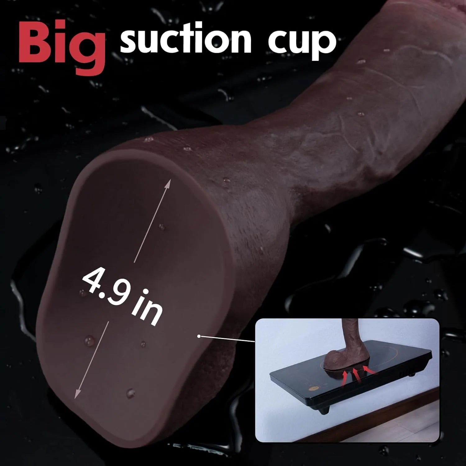 Tony :9" x 1.9" Realistic Black Big Dildo Feels Like Skin