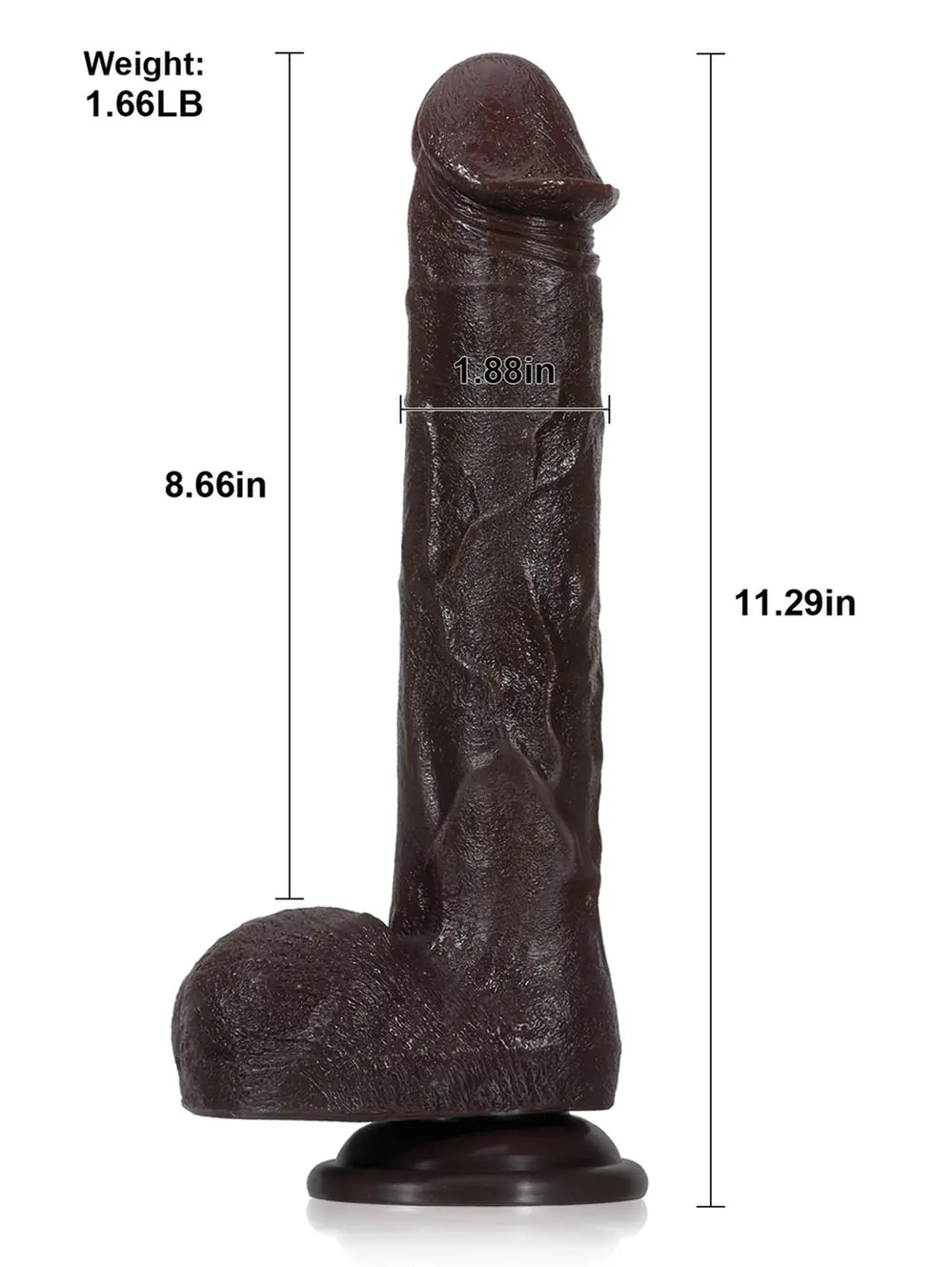 11" x 1.9" Black Big Vibrating Thrusting Dildo 7 Thrusting & 3 Vibrating