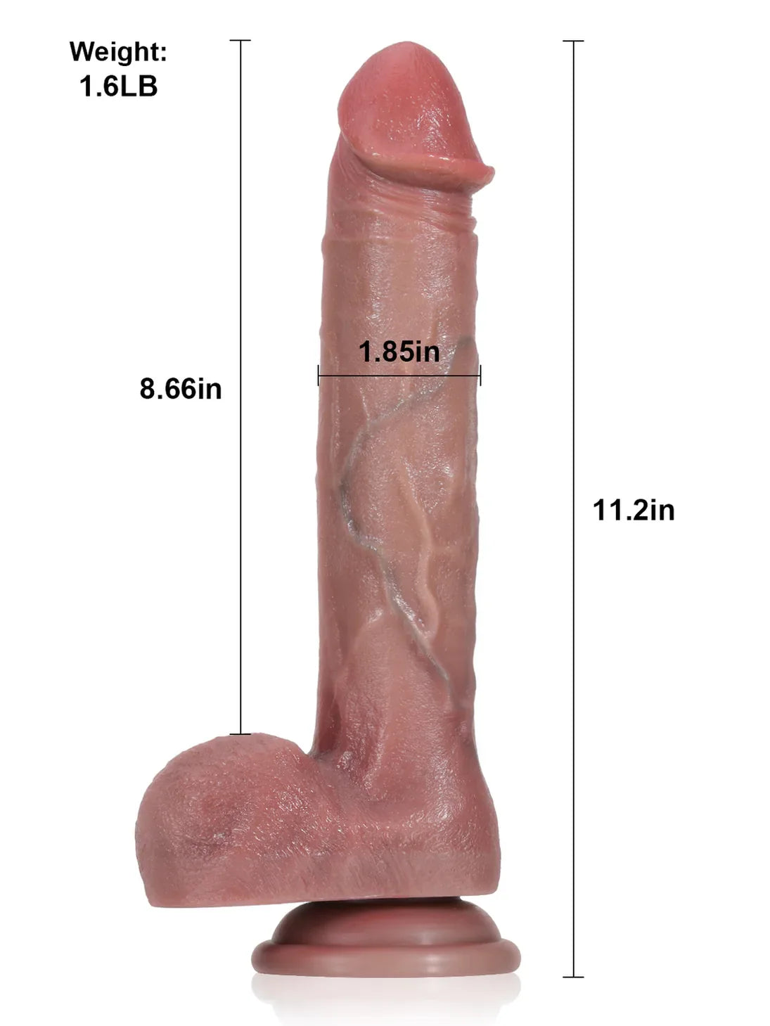 11" x 1.9" Flesh Big Vibrating Thrusting Dildo 7 Modes Thrusting & 3 Modes Vibrating