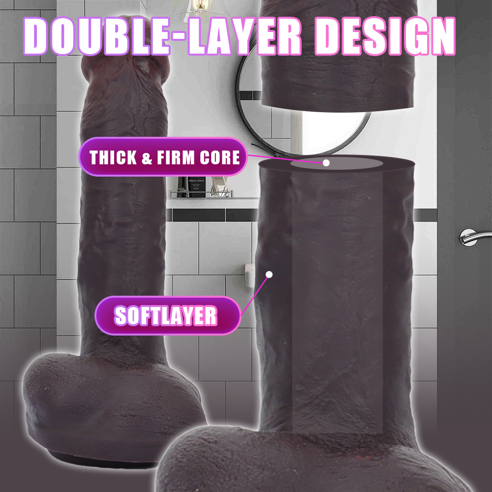 MICHAEL: 10" x 2" Realistic Texture & Lifelike Soft Black Dildo