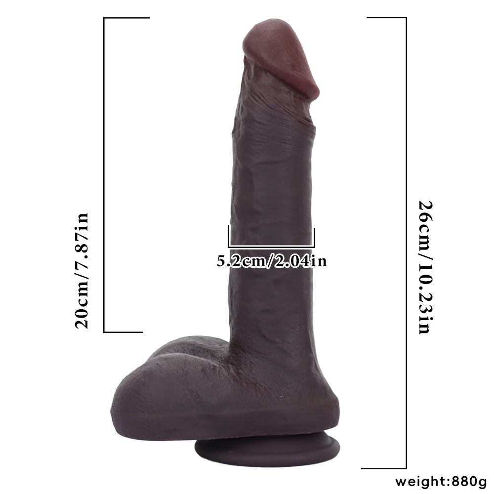 MICHAEL: 10" x 2" Realistic Texture & Lifelike Soft Black Dildo