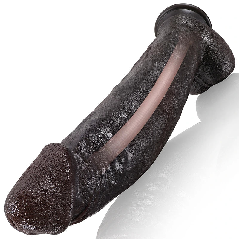 Jayden: 12" x 2.36" Soft Realistic BBC Dildo with Flexible Metal Core