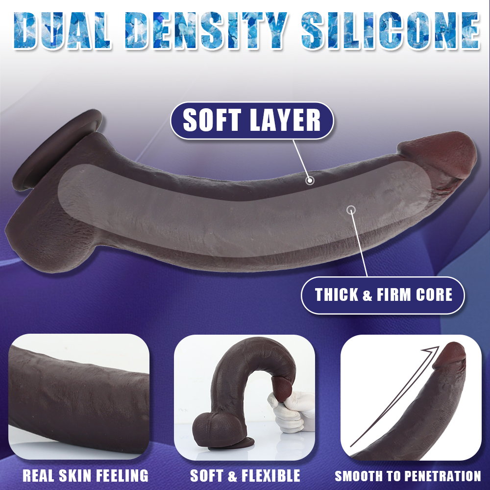 Jayden: 12" x 2.36" Soft Realistic BBC Dildo with Flexible Metal Core