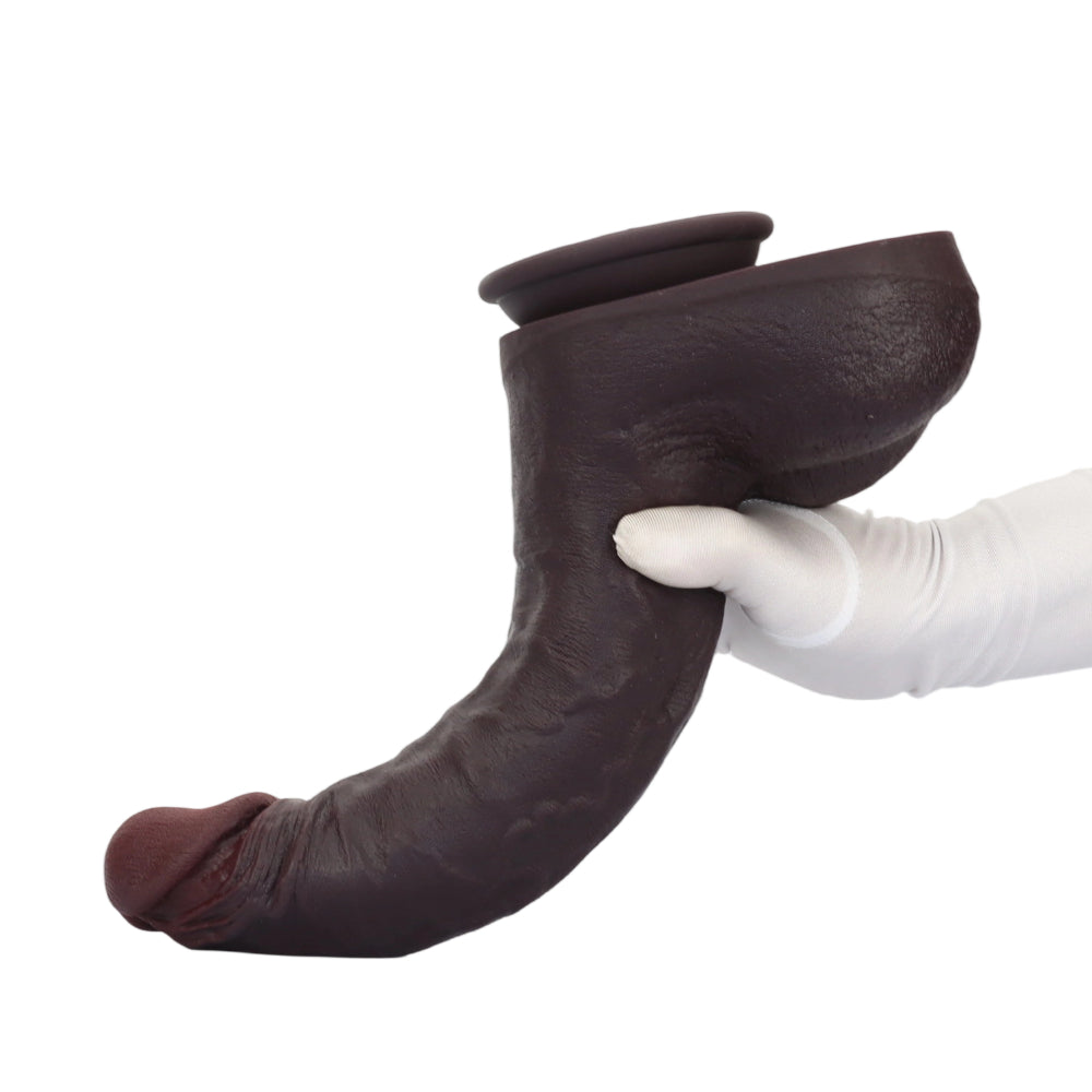 Bastian: 12" x 2.8" - XXL Size Large Thick Black Realistic Dildo