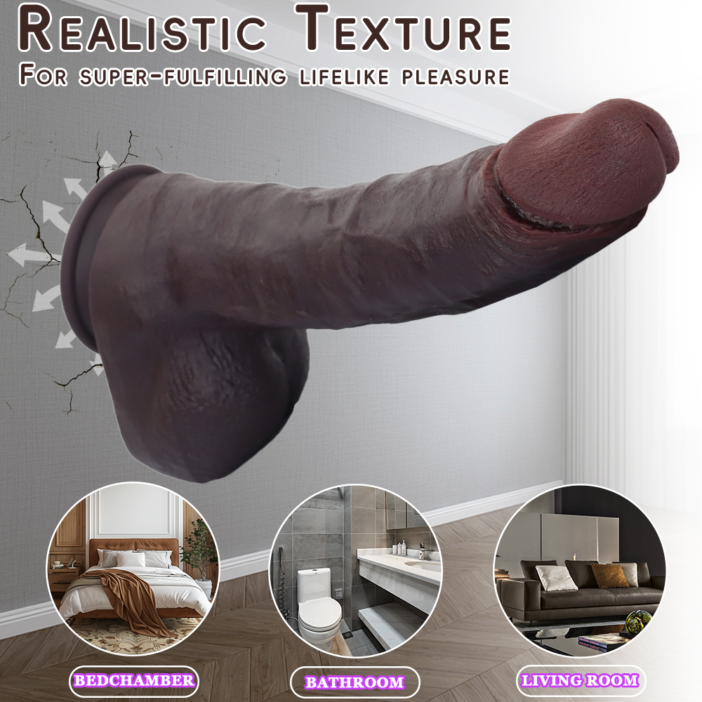 Bastian: 12" x 2.8" - XXL Size Large Thick Black Realistic Dildo