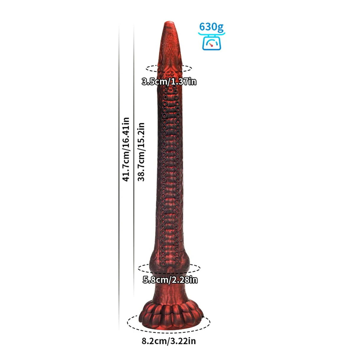 16.4 Inch Soft Silicone Tentacle Dildo Monster Claw Base Fantasy Scales