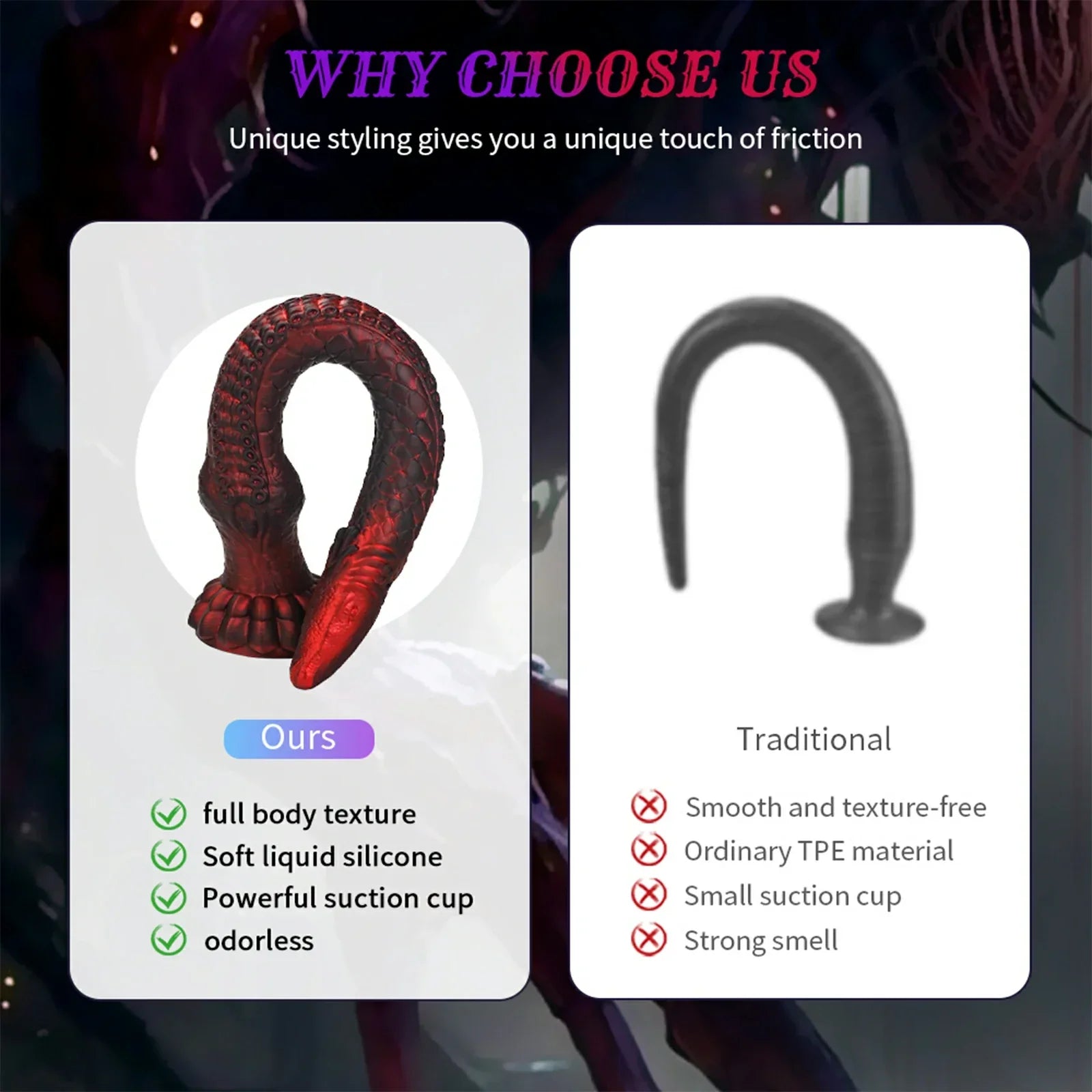 16.4 Inch Soft Silicone Tentacle Dildo Monster Claw Base Fantasy Scales