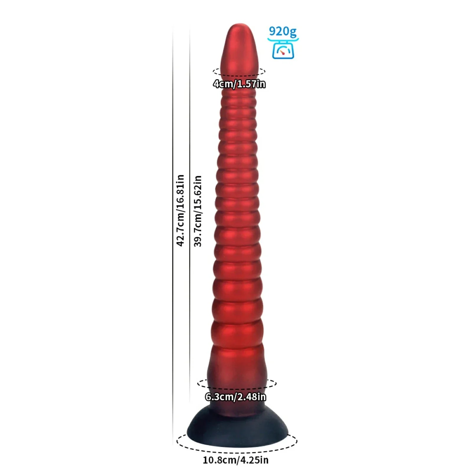 16.8 Inch Tentacle Dildo Ringed Texture Suction Base Fantasy Play