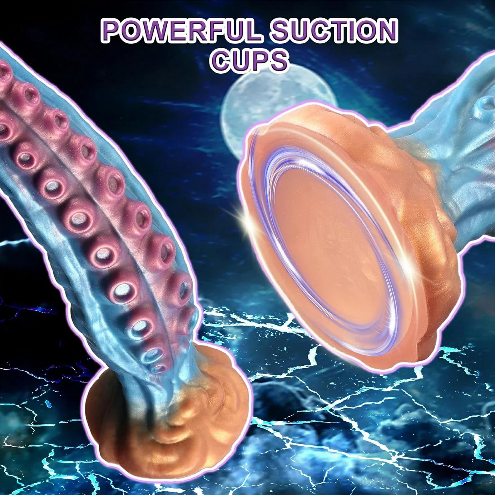 17.5 Inch Curved Fantasy Octopus Dildo Powerful Suction Cup Lifelike Suckers