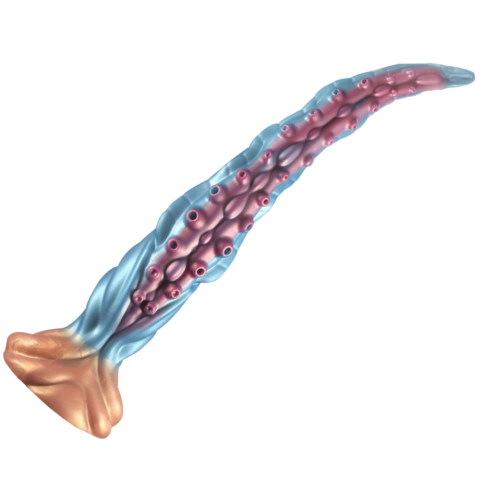 19.68 Inch Lovecraftian Blue Gold Octopus Dildo Tentacle Veins Suction Base