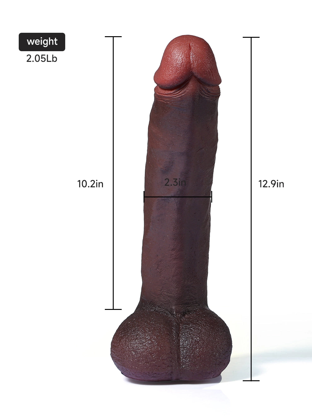 Dredd 12.9" x 2.3" Big Black Real Skin Dildo With Keel