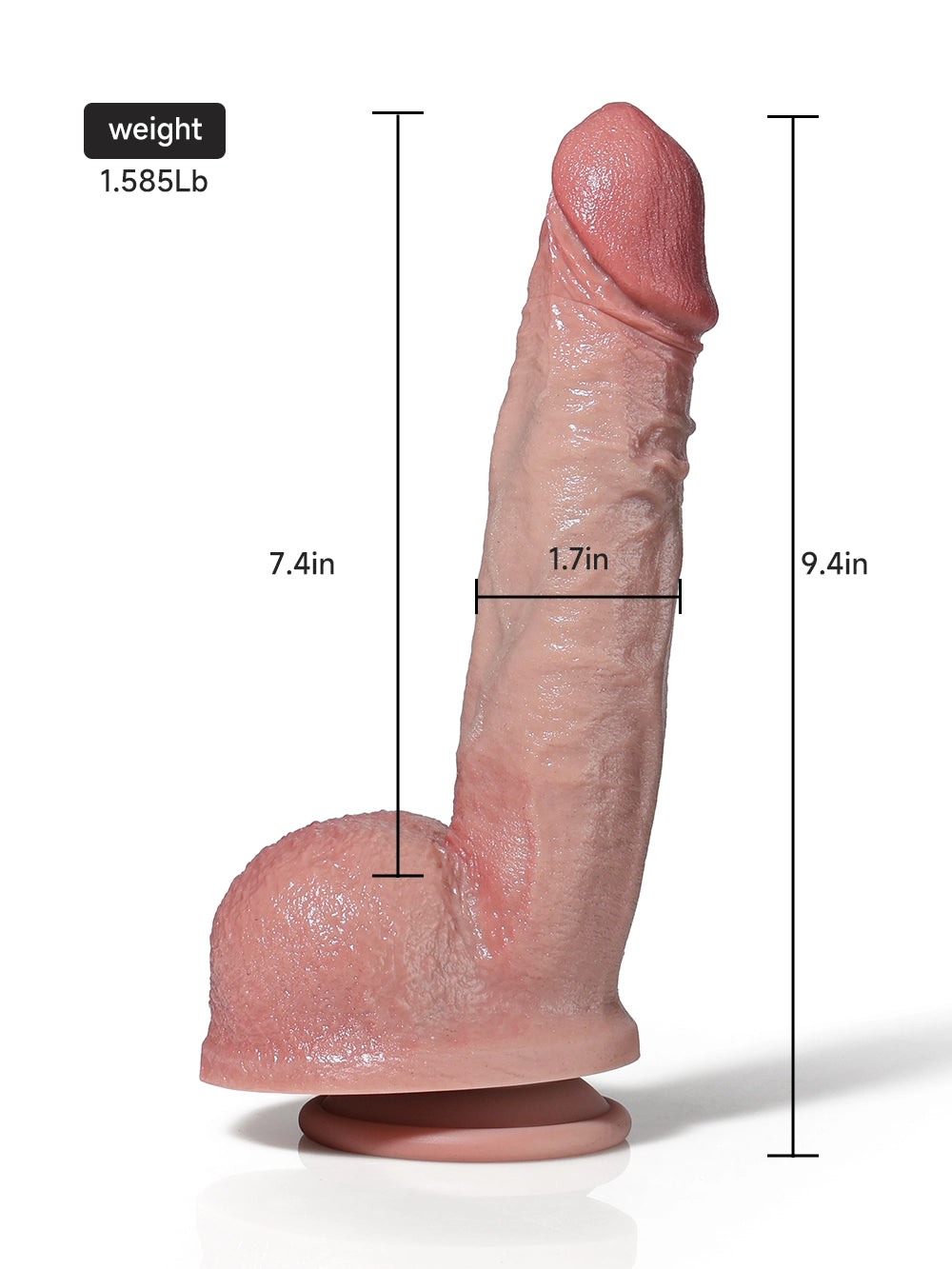 Jack 9.4" x 1.7" Upward Curved Realistic Big Dildo for G Spot