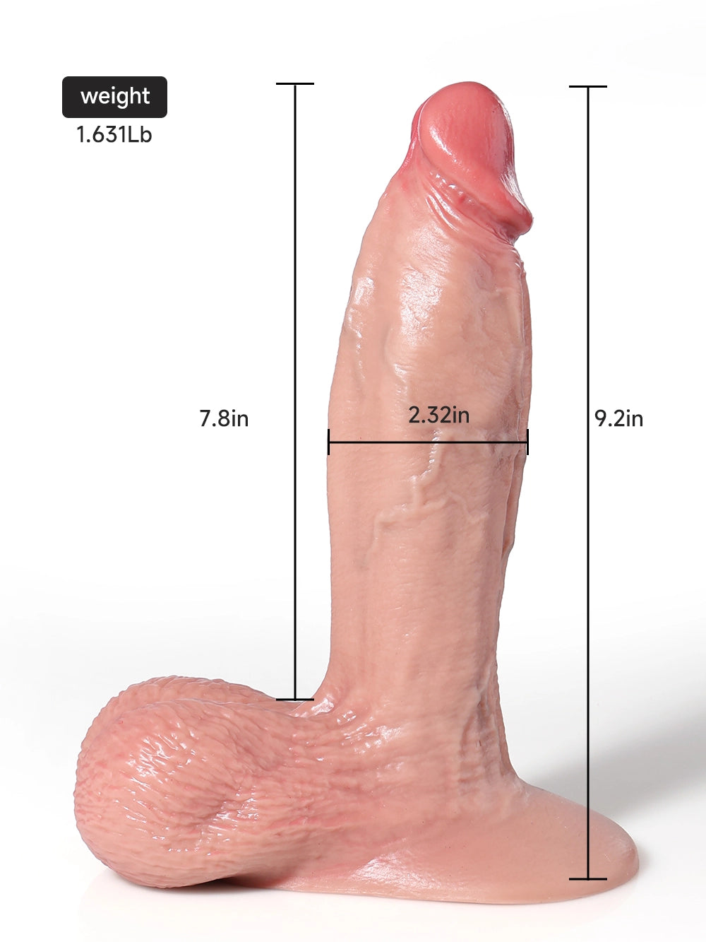 Max 9.2" x 2.32" Triple Density Thick Real Cock Dildo