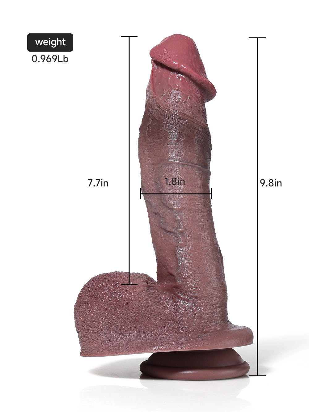 Brody 9.8" x 1.8" Ultra Realistic Black Dildo with Big Glans