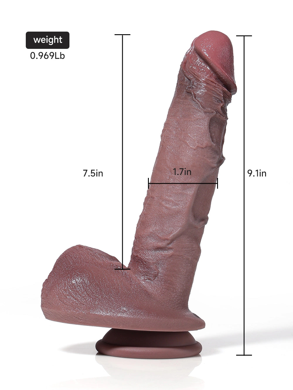 Adam 9.1" x 1.7" Ultra Realistic Real Touch Black Dildo