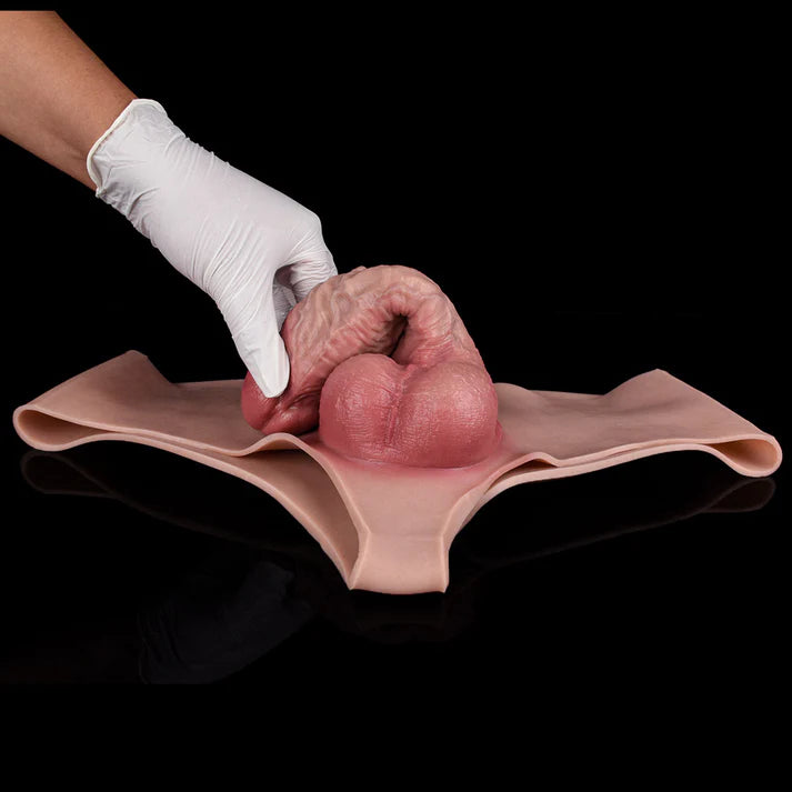 7.5 Inch Full Silicone Hollow Strap-On Penis Sleeve with Ultra Realistic Soft Skin and Flexible Waist Fit