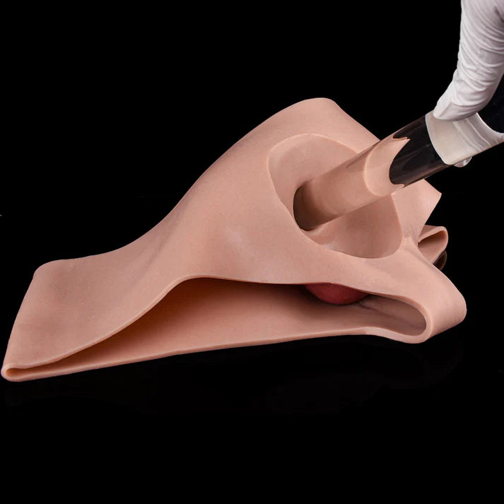 7.5 Inch Full Silicone Hollow Strap-On Penis Sleeve with Ultra Realistic Soft Skin and Flexible Waist Fit