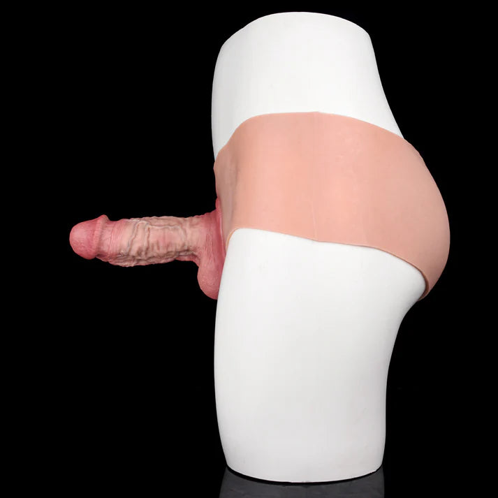 7.5 Inch Full Silicone Hollow Strap-On Penis Sleeve with Ultra Realistic Soft Skin and Flexible Waist Fit